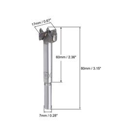 sourcing map Forstner Drill Bits 17mm, Tungsten Carbide Wood Hole Saw Auger Opener Woodworking Hinge Hole Drilling Boring Bit Cutter Gray
