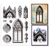 GLOBLELAND Retro Gothic Door Window Transparent Stamps for Scrapbooking Gothic