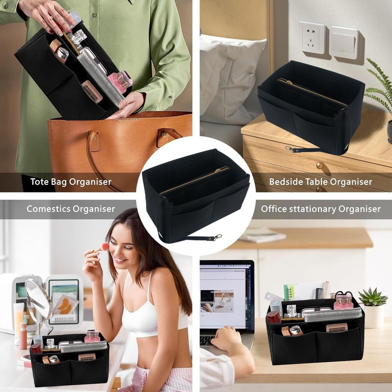 AWAVM Bag Organizer Insert - Multi-Pocket Felt Liner for Handbags,