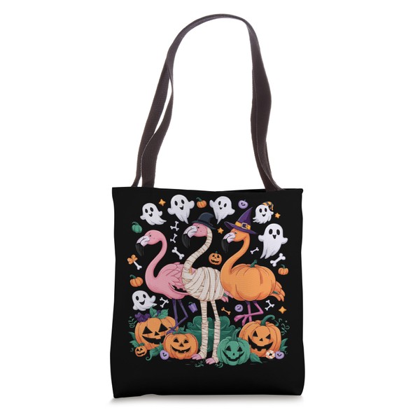 Flamingo Halloween Spooky Wading Bird Scary Trick Or Treat Tote