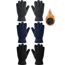 SATINIOR 3 Pairs Kids Fleece Gloves Full Fingers Gloves Winter Soft Warm Gloves for Boys Girls Outdoors Activities Supplies