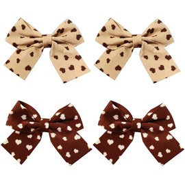 4 pcs 2.75 inch Bow Hair Clips Women Hair Clips Children Girls Hair Clips Suede Hair Clips Fashion Bow Hair Accessories Multicolor Black White Cute Pink (2 light coffee and 2 dark coffee)