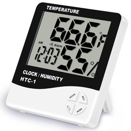 Uplayteck Termómetro Higrómetro Digital - Termohigrómetro de Interior Medidor de Temperatura y Humedad con Función Reloj y Alarma