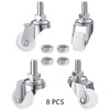 8 PCS Swivel Stem Casters,M8 White 25mm(1 inch) Castor Wheels