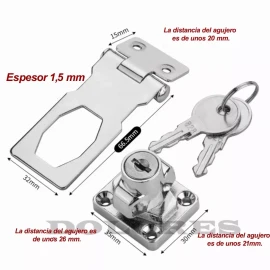 Dolores Cerradura Seguridad Llave Puerta Principal Cajón 2.5 Pulgada