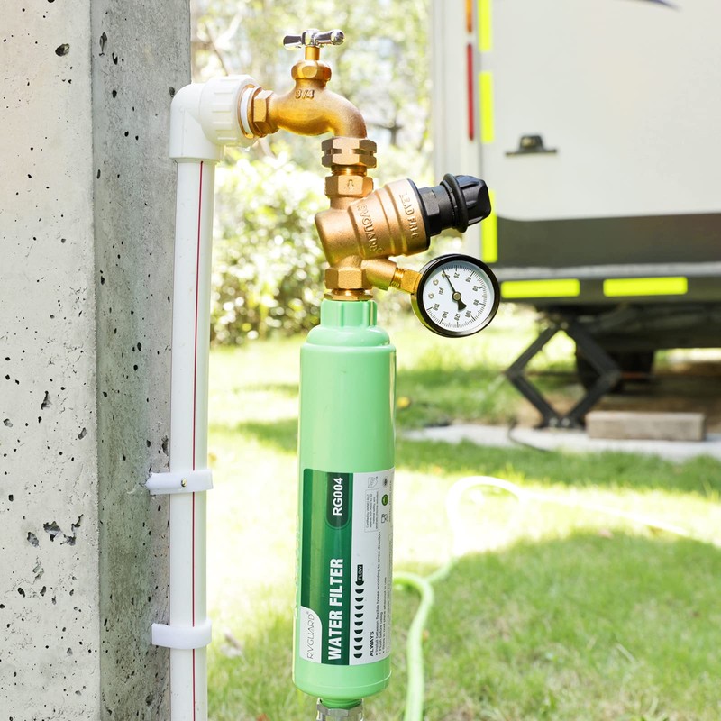 RVGUARD RV Water Pressure Regulator Valve With An Adjustable Knob,