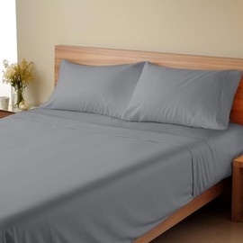 SPRINGSPIRIT Twin XL Sheet Sets, 4 Piece Bed Sheets Set Deep Pockets, Super Soft Twin XL Sheets, Breathable Bedding Sheets, Grey