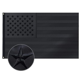 All Black American Flag 3×5 Ft Blackout  Flag with Embroidered  Black USA Flag with Brass Grommets for Indoor Outdoor
