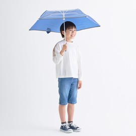 estaa 10357 Kids Folding Umbrella with Transparent Window, Windproof, Plain, UV 19.7 inches (50 cm), blue (navy blue)
