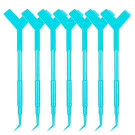 Mekupeu 50 PCS Y Shape Eyelash Brush Eyelash Lift Brush Makeup Beauty Tool for Lash Graft Brush Eyelash Extension Cleanup Supplies (Blue)