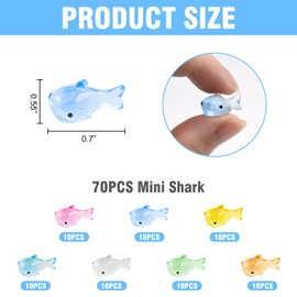HOMICO 70 Pieces Mini Shark Animals Luminous Mini Resin Animals for Dollhouse Micro Fairy Garden Landscape Aquarium Birthday Decorations