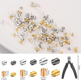 TNSLAND 2200 Pieces Crimp Beads Set, Crimp Tube for Jewellery Making, Jewellery Making Set, 1.5/2/2.5 mm Crimp Beads with Crimp Pliers, 6 Colours Crimp Tubes