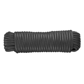 sourcing map Solid Braid Nylon Rope 5/16 Inch 50 Ft Multipurpose Polypropylene Utility Rope Cord Line for Camping Flag Pole Climb Knot, Black