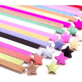 520 Sheets Glitter Origami Stars Paper Strips Double Sided Lucky Colorful Star Decoration Folding Paper ,15 Assortment Color for Gifts Arts Crafting Supplies,Christmas Stocking Stuffers