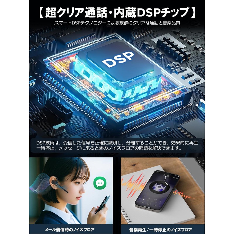 Earaku Bluetooth Headset, ENC High Precision Noise Canceling, Ultra Clear