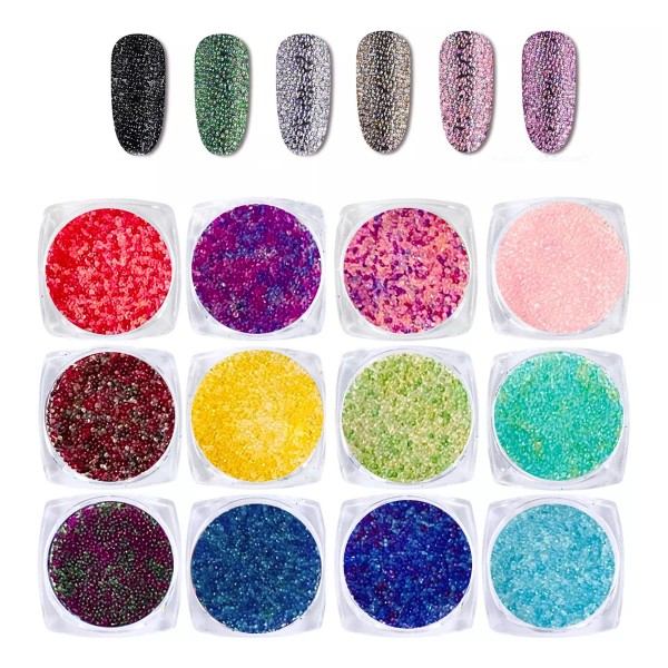 Mouyic Mini Balin Caviar Para Decoracion De Uñas 12 Frascos