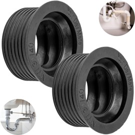 Siphon Rubber Sleeve, Pack of 2, Made of Rubber, NW 40/50, Seal for DN50 HT Drain Pipe Inner Diameter 50 mm and 1 ½ Inch Siphon Tube Outer Diameter 40 mm, Rubber Nipple with Diameter 55 mm Stop, 25 mm