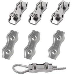 huruirui M5 Wire Rope Clamp Stainless Steel 304 Rope Clamps Duplex Steel Cable Clamp Rope Connector for Steel Cable Steel Wire Fixed Suitable for Diameter 5 mm Wire 6 Pieces