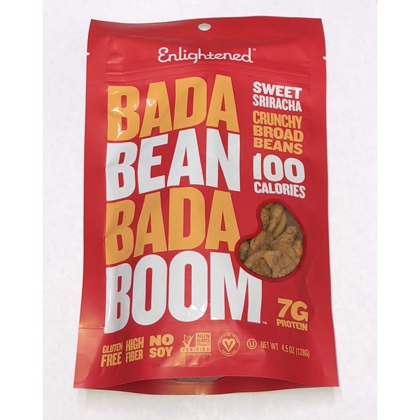 Enlightened Bada Bean Bada Boom Crunchy Broad Beans 4.5oz - 3 Bags (BADA BEAN SWEET SRIRACHA 4.5oz 3PK)
