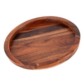RoseHot Walnut Wood Serving Tray, Round Wooden Decorative Ottoman Tray for Coffee Table Kitchen Counter, Centerpiece Tray for Home Decor Kitchen Decor