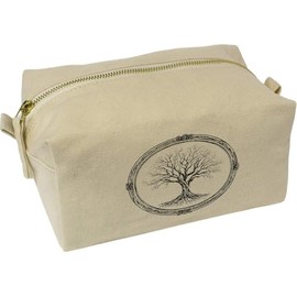 'Tree with Vintage Oval Frame' Canvas Wash Bag/Makeup Case (CS00044687)