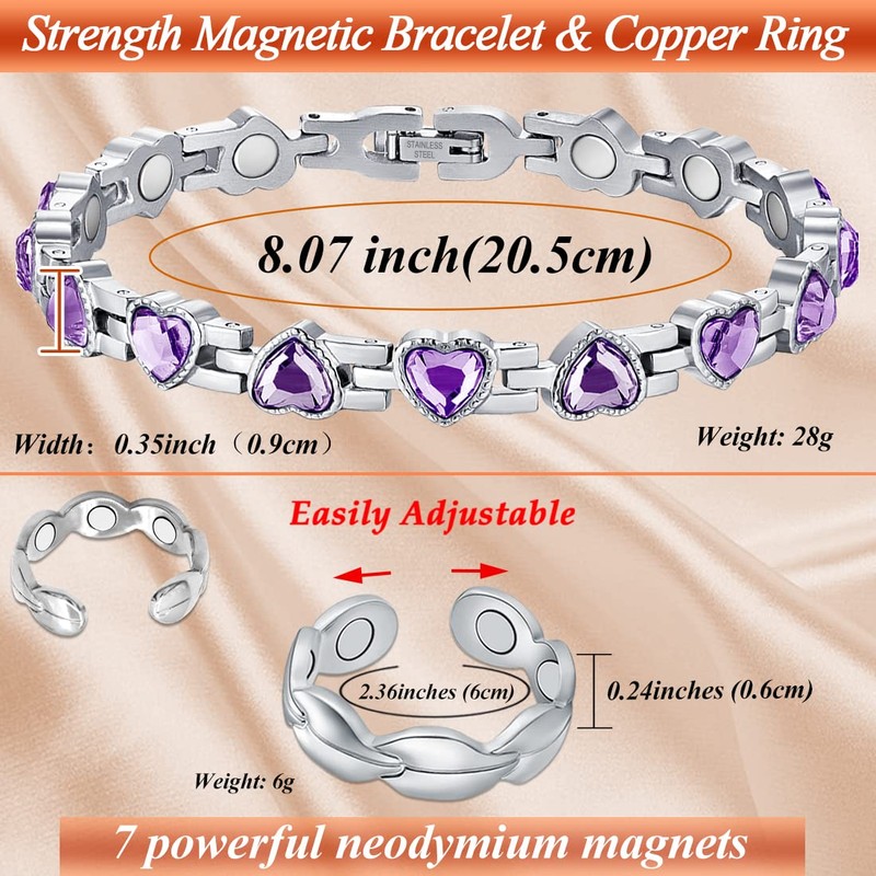 Cigmag Lymphatic Drainage Magnetic Bracelet for Women Titanium Steel Adjustable