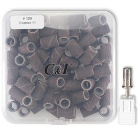 C & I Nail Sanding Bands 100 PCS Plus Upgrade Mandrel 1 PC, Nail Drill Bits for Acrylic Gel Nails Remove, Natural Nails Buffer for Nail Prep and Nail Shiner (Coffee, #120 Coarse)