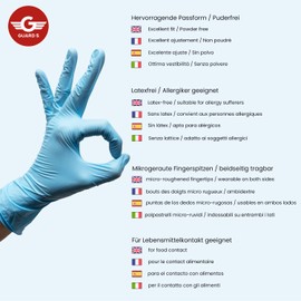 GUARD 5 - Pack of 100 - Blue Nitrile Disposable Gloves (Size 8/M) in Dispenser Box - Disposable Gloves, Examination Gloves, Nitrile Gloves, Powder-Free, Latex Free