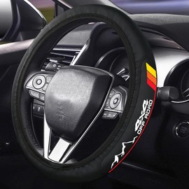 Tri-Color Sport Mountain Steering Wheel Cover Compatible with Toyota Tacoma TRD 4Runner Tundra Highlander Car Accessories (RED)