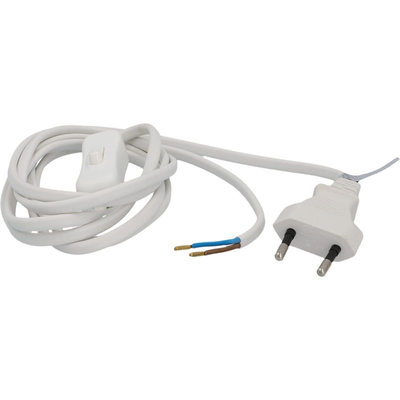 Unitec Euro-Zuleitung mit Schnurschalter weiss 2m