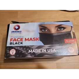 amerishield 50 PCS Black Protective 4 Layer Face Mask Disposable Masks ASTM Level 2