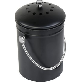Utopia Kitchen Compost Bin for Kitchen Countertop, 1.3 Gallon Compost Bucket for Kitchen with Lid, Includes 1 Spare Charcoal Filter (Black)