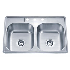 Wells 33-inch 20-gauge Drop-in 3-hole 50/50 Double Bowl ADA Compliant Stainless Steel Kitchen Sink