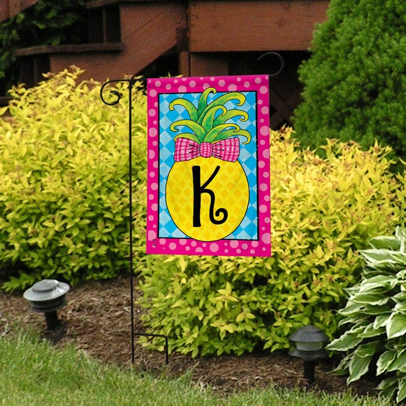 Pineapple Monogram Letter K Garden Flag Everyday Briarwood Lane 12.5"