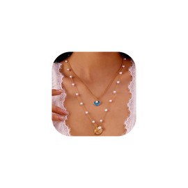 Ucilon Stainless Steel Starfish Shell Necklace for Women,18k Gold CZ Seashell Conch Pendant Boho Summer Beach Mermaid Costume Outfits for Women (C:Starfish Necklace)