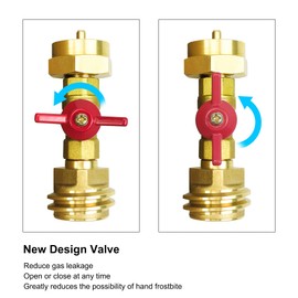 1lb to 20lb Propane Tank Adapter with Valve, Conver CGA600 to QCC/Type1 Male Connector, Fits for for 1lb/16.4oz Disposable Throwaway Cylinder, with Shut On/Off Controller for Home BBQ Camping Tree