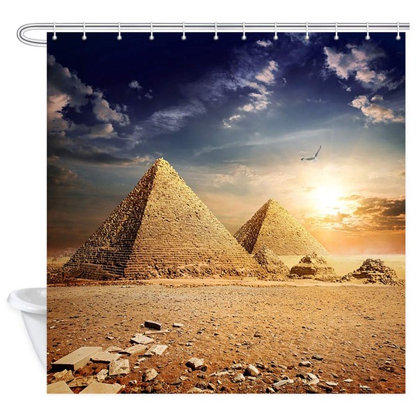 JAWO Egypt Travel Shower Curtain Fabric for Bathroom, Old Egyptian