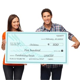 Big Checks For Presentations - 30 x 16" Dry Erase Giant Check - Oversized Fake Checks For Presentation, Big Check Fundraiser Items, Reusable Fake Check（Green）