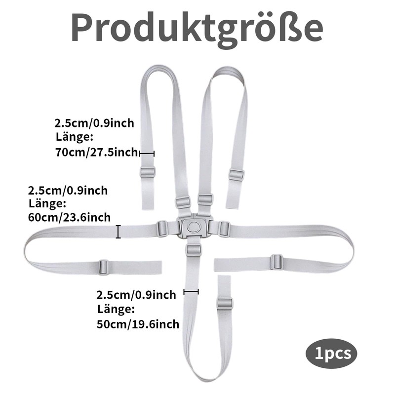 High Chair Strap, 5-Point Safety Belt for High Chairs and