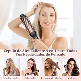 4 en 1 Cepillo Termico para Cabello, Cepillo para Peinar Electrico Giratoriocepillo, Reduce el Frizz, Aumenta el Brillo, Reduce el Daño por Calor, Termico para Cabello para Looks de Estilo Salón