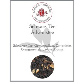 Lerbs & Hagedorn, Black Tea Advent Tea | 250 g (Approx. 20 Litres) Cloves, Cinnamon Pieces, Orange Peel