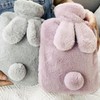 [SHG] Water bag thermal hot pack compress pack gift hot water pack rabbit microfiber Insulating Purple-1L