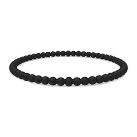 Enso Silicone Bracelet – Beaded Stackable Bracelet - Hypoallergenic Rubber Wristband – Comfortable Flexible Band for Active Lifestyle - Medical Grade Silicone (Obsidian, L)