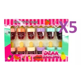 Le Lunau 5 Cajas De 12 Tintas Coreanas Para Labios En Forma De Paleta