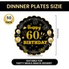 EVYIENEN 50Pcs 60th Birthday Party Paper Plates,7inch Disposable Black and