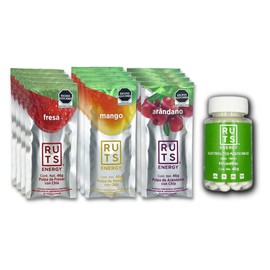 RUTS ENERGY 60 ELECTROLITOS MASTICABLES LIMA-LIMON + RUTS ENERGY GEL MIX (12 GELES 46 GR C/U)