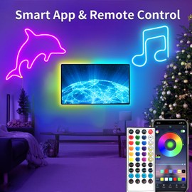 Yeewhale 16.4ft neon LED Strip Lights with Remote APP Control IP65 Waterproof Flexible neon LED Rope Lights 24v RGB LED neon Lights for Bedroom Room Outdoors Décor