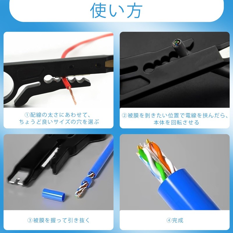 Wire Peeling Tool, Wire Stripper (4 Piece), Cutter, Coaxial Cable