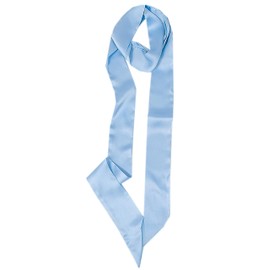 GUZOSJO Solid Color Long Neckerchief Pure Skinny Scarf Necktie Handbag Wrap Handle Satin Belt (Sky Blue)