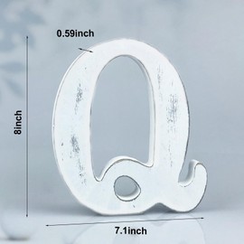 WOODOUNAI 8 Inch Rustic White Wood Letters Unfinished Wood Letters for Wall Decorative White Retro Standing Letters Sign Board Decoration for Craft Home Party Projects (Q)